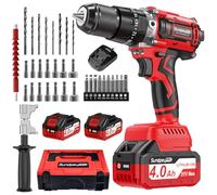 SundpeyPRO Taladro Percutor a Bateria 120Nm - 21V Taladro Atornillador Batería con 2x4.0Ah Baterías, Inalámbrico Sin Escobillas Taladro Eléctrico con 20+3 Ajuste de Par, 13mm Portabrocas, 2 Velocidad