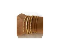 sundrerfect 6 Piezas Pulseras Oro Mujer,Set de Pulseras de Acero Inoxidable - Joyería de Mujer Oro Impermeable - Set de Cubano Clip