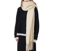 SUNDSGT Bufanda grande de colores con borlas de gran tamaño, suave, para otoño e invierno, bufanda gruesa para mujer, Albaricoque, 200cmX42cm+17cm fringeX2