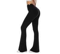 Sundwudu Pantalones de Yoga Acampanados Negros para Mujer, Leggings Suaves de Cintura Alta con Corte de Bota, Pantalones Altos y Largos para Mujer, 1-Negro, Large