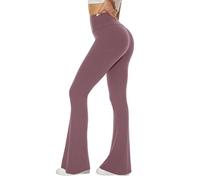 Sundwudu Pantalones de Yoga Acampanados Negros para Mujer, Leggings Suaves de Cintura Alta con Corte de Bota, Pantalones Altos y Largos para Mujer, 1 Rosa, Large
