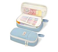 SUNEE Bonito Estuche para lápices, Estuche estético para bolígrafos, Estuche Grande de Colores con Cremallera, Almacenamiento y Organizador de papelería Kawaii, Suministros Escolares Azules para