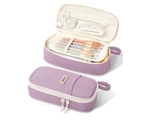 SUNEE Estuche, Estuche para lápices estético, Bolsa Grande y Colorida con Cremallera, Organizador de papelería Kawaii, útiles Escolares para niños y niñas, Morado