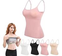 Suneefay Tank with Built in Bra,2 in 1 Suneefay Tank Top Bra,Tank Top with Built in Bra,Adjustable Spaghetti Strap Sexy Camisole Top for Women (M,Pink)