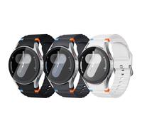 suneensy Paquete de 3 correas deportivas para Galaxy Watch 7/FE/6/5/4 Classic (40-47 mm), correa de silicona sin huecos, color té leche y morado, Galaxy Watch 7 6 5 4 FE, Acetato, No es una piedra