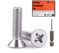 Suneke #12-24 x 2-5/8 pulgadas tornillos de acero inoxidable para máquina, paquete de 25 unidades con broca y caja de almacenamiento reutilizable