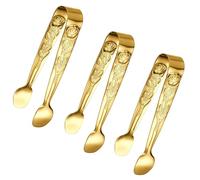 Sunenlyst - Juego de 3 pinzas para servir, 4 pulgadas, acero inoxidable rosa, pinzas pequeñas para hielo para fiestas de té y café, aperitivos, postres (dorado)