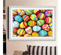 Suneve Diamond Art Kits for Adults,Easter Egg 5D Round Diamond Painting Kits,DIY Full Drill Crystal Rhinestone Canvas Embroidery Picture for Home Decor Gift(55x75cm)
