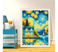 Suneve Diamond Art Kits for Adults,Graffiti Landscape 5D Round Diamond Painting Kits,DIY Full Drill Crystal Rhinestone Canvas Embroidery Picture for Home Decor Gift(75x95cm)
