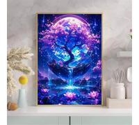 Suneve DIY Diamond Painting for Adults,5D Árbol del país hadas Pintura Diamante Kit,Diamond Painting Kit Completo,Round Rhinestones Bordado Pintura de Diamante Arte para Decoración Hogar 30x37 inch