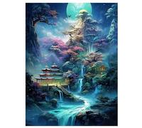 Suneve DIY Diamond Painting for Adults,5D Cascada del pabellón Pintura Diamante Kit,Diamond Painting Kit Completo,Square Rhinestones Bordado Pintura de Diamante Arte para Decoración Hogar 26x33 inch