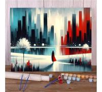 Suneve Pintar por Números Adultos Ciudad abstracta,Sin Marco Kit de Pintura al óleo de Lienzo para con Pinceles y Pinturas para Decoración Del Hogar Regalo - 40x50cm