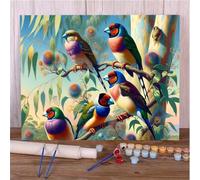 Suneve Pintura por Números para Adultos,pájaros de árbol con Marco Pintar por Numeros Kit para Principiantes con Pintura Acrílica y 3 Pinceles para Decoración del Hogar - 30x40cm