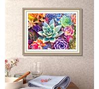 Suneve Planta colorida Pintura Diamante Adultos Principiante,Bricolaje 5D Round Diamond Painting Kit Completo,diamond painting Manualidades Para Decoración de Hogar Pared Regalo 85x105cm