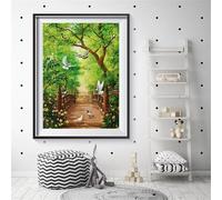 Suneve Puente del jardín Pintura Diamante Adultos Principiante,Bricolaje 5D Round Diamond Painting Kit Completo,diamond painting Manualidades Para Decoración de Hogar Pared Regalo 85x105cm