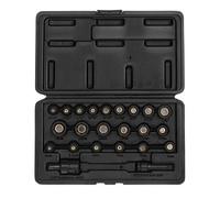 Sunex 1818 1/4-inch disco magnético fraccional y métricas juego de llaves de vaso de impacto (, pulgadas/métricas, estándar, 6 cantos, CR-MO, 3/16 - 1/2-inch, 5 mm - 15 mm, (