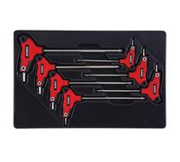 Sunex 9857T, juego de llaves hexagonales de estrella, 7 piezas, T10 a T40, agarre cómodo, mango sobremoldeado de goma, bandeja de almacenamiento