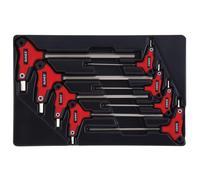 Sunex 9858M Hex Key Set 8Piece Metric 2mm to 10mm Comfort Grip Rubber Overmolded Handle Storage Tray