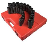 Sunex SUN2827 0,50 pulg Drive 12 Point M-tricas Deep Impact Socket Set - 26 Piezas