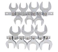 Sunex Tools 9721A Juego de llaves jumbo SAE Crowfoot de 1/2 pulgada, 1-1/16 pulgadas - 1-3/8 pulgadas, totalmente pulidas, 14 piezas (incluye riel de almacenamiento)