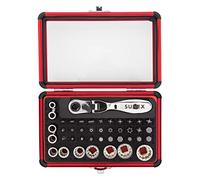Sunex Tools 9732 - Juego de minitrinquete de doble cabezal flexible con 44 piezas, vasos y puntas, accionamiento de 1/4"
