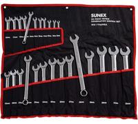 Sunex Tools 9917MPRA - Juego de llaves combinadas métricas con ranura en V, 8 mm - 32 mm, totalmente pulidas, 25 piezas (incluye estuche enrollable)