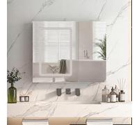 SUNFECILI Armario con espejo para baño de 70 cm con iluminación LED, armario con espejo para baño con estante ajustable, armario de baño con espejo y función de desinfogo, brillo ajustable