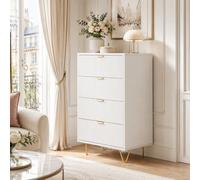 SUNFECILI Cómoda de 4 cajones, gran espacio de almacenamiento, armario de noche, armario de madera, armario de almacenamiento con cajones, para dormitorio, salón, pasillo (patrón de ondas, 4 cajones)