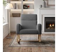 SUNFECILI Mecedora, sillón reclinable con 2 Bolsillos Laterales, Tela de Peluche, sillón de Lactancia, sillón Moderno con Respaldo Alto, Mecedora, sillón de Lectura (Gris Oscuro-C)