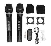 SUNFECILI Micrófono Redio Blueteeth de Mano Doble Micrófono Dinámico Inalámbrico con Receptor Recargable Micrófono Inalámbrico de Mano Juego de Micrófono de Karaoke para Experiencia de Canto en Casa