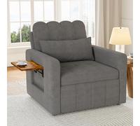 SUNFECILI Sillón Cama 3 en 1 con función de Cama, sofá Individual Plegable con mesas de té Plegables, sillón Cama Convertible, sillón Individual Ajustable con Cojines (Gris Medio)