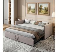 SUNFECILI Sofá cama multifuncional con función extensible de 90/180 x 200 cm, estructura de cama, elegante tela de terciopelo, cama tapizada, que ahorra espacio para niños y adultos (gris)