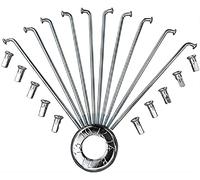 sunfedmiss 40 radios de acero curvados en J de 13G con llave para pezones, 75 ~ 305 mm para rueda de bicicleta eléctrica, radios de acero, accesorios de reparación de bicicleta (plata, 130 mm)