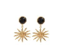 Sunflower Alloy Stud Earrings, Gold Black Round Drop Earrings, Vintage Bohemian Sun Shape Dangle Earrings for Women Daily Party Beach Vacation