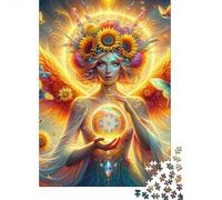 Sunflower Angel with Wings Puzzle Imposible,desafío para Adultos Entretenimiento Creativo 1000 Piezas Obra De Arte De Juego De para Adultos, Regalos A Partir De 14 Años 70x50cm/1000pcs
