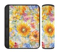 Sunflower Beauty Summer Flowers - Paquete de 2 fundas para cinturón de seguridad, libera el estrés en tu cuello y hombros, almohadilla para cinturón de hombro para mochila