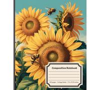 Sunflower & Bee Botanical Composition Notebook: Vintage Floral Journal - College Ruled, 120 Pages