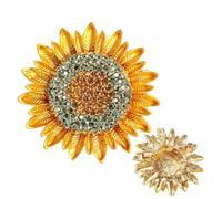 Sunflower Brooch - Luxury Rhinestone-Studded Floral Pin | Fashionable High-End Jewelry For Women's Parties | Sparkling Yellow Sunflower Design, Elegant Accessory For Jacket Coat Scarf Bag