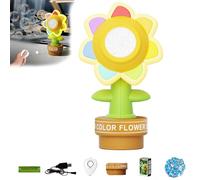 Sunflower Bubble Machine For Car, Fun Swing Dance Bubble Maker Machine, for Car Top Decoration, Honk Activated Bubble Machine, Colorful Lighting, Shake Head and Spit out Bubbles (Yellow,30pcs)