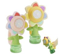 Sunflower Bubble Machine for Kids, Automatic Dancing Sunflower Bubble Maker, Portable Battery Operated Flower Bubble Toys with LED Lights & 10 Refill Solutions (Yellow +Pink)