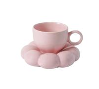 Sunflower Coffee Mug Ceramic Cloud Cup Decorative Saucer Afternoon Tea Water Office Decor Home Drinkware(Pink)
