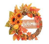 Sunflower Fall Wreath - 15.75 Inches Sunflower Pumpkin Maple Wreath, Harvest Festival Garland, Homeowners Holiday Autumn Garland | Apartment Coffee Shop Front Door Wall Window Mantel