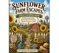 Sunflower Farm Escapes Adult Coloring Book: 60 Blooming Fields, Rustic Barns & Country Garden Scenes to Color