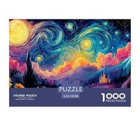 Sunflower Field Swirling Night with Stars 1000 Pcs Premium-Karton Puzzle Kitten Stressabbau Kreatives Spiel Puzzles Als Wohnaccessoires 52x38cm/1000pcs