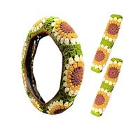 Sunflower Flower Pretty Steering Wheel Cover - Protector de neopreno antideslizante | Decoración de accesorios para el coche | Material del hilo: 160 g se adapta a 35 cm - Para mujeres hombres y niñas