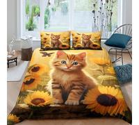 Sunflower Garden Art Funda de Edredón Microfibra Juego de Ropa de Cama de 3 Piezas Impresión 3D Cierre de Sunflower jardín Arte Funda Edredon Funda de Almohada a Juego Suave for niños y niñas