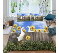 Sunflower garden scene Funda de Edredón Microfibra 3 Piezas Impresión 3D Cierre de Sunflower jardín escena Funda Edredon Fundas de Almohada Transpirable Suave for niños y niñas King（220x240cm）