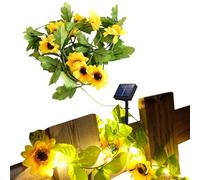 Sunflower Garland String Lights - Silk Cloth | Solar Fairy Light Decor, Artificial Sunflower String Lights, Warm White Garden Bedroom Wall Decorative Lighting For Home Aesthetic Room | Room Decor