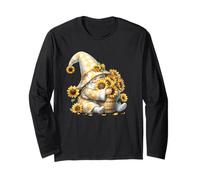 Sunflower GNOME Graphic For Women Flower Lover and Summer Manga Larga