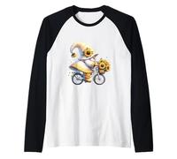 Sunflower GNOME On Vintage Bike For Retired Mom and Dad Life Camiseta Manga Raglan
